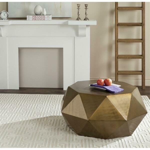 Safavieh Astrid Faceted Coffee Table, Brushed Brass FOX3223A